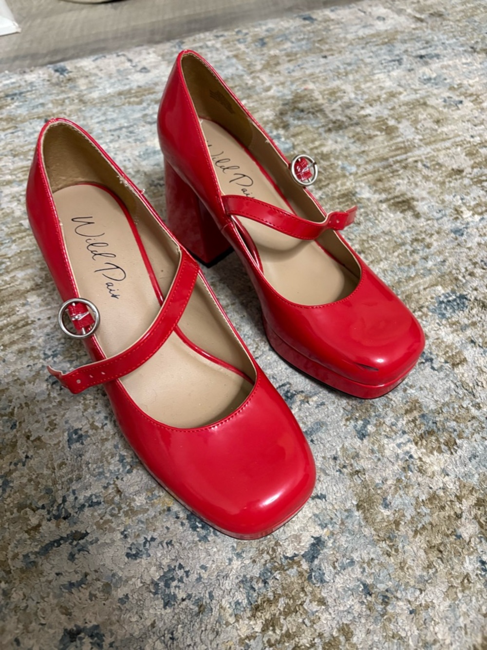 Wild Pair Red Patent Mary Jane Platform Pumps